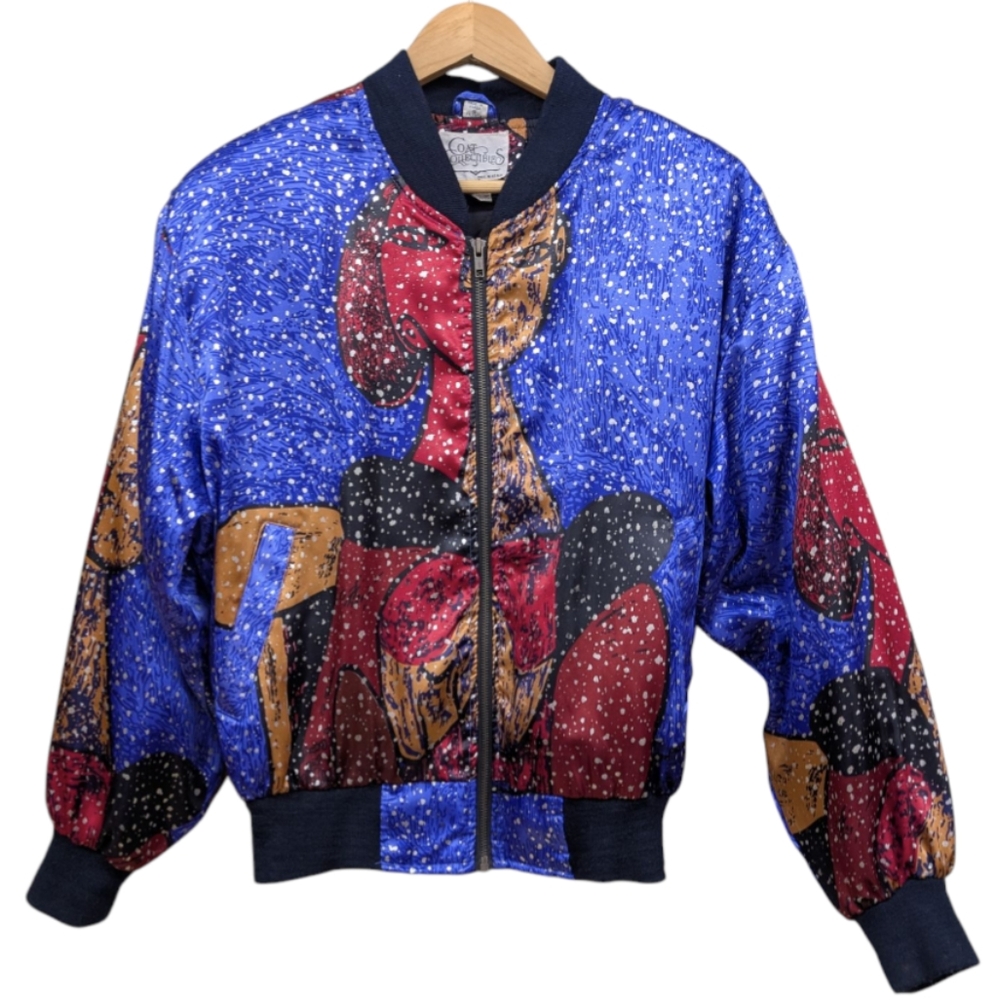 Vintage 80's/90's Pablo Picasso Graphic Satin Feel Bomber Jacket Size Small